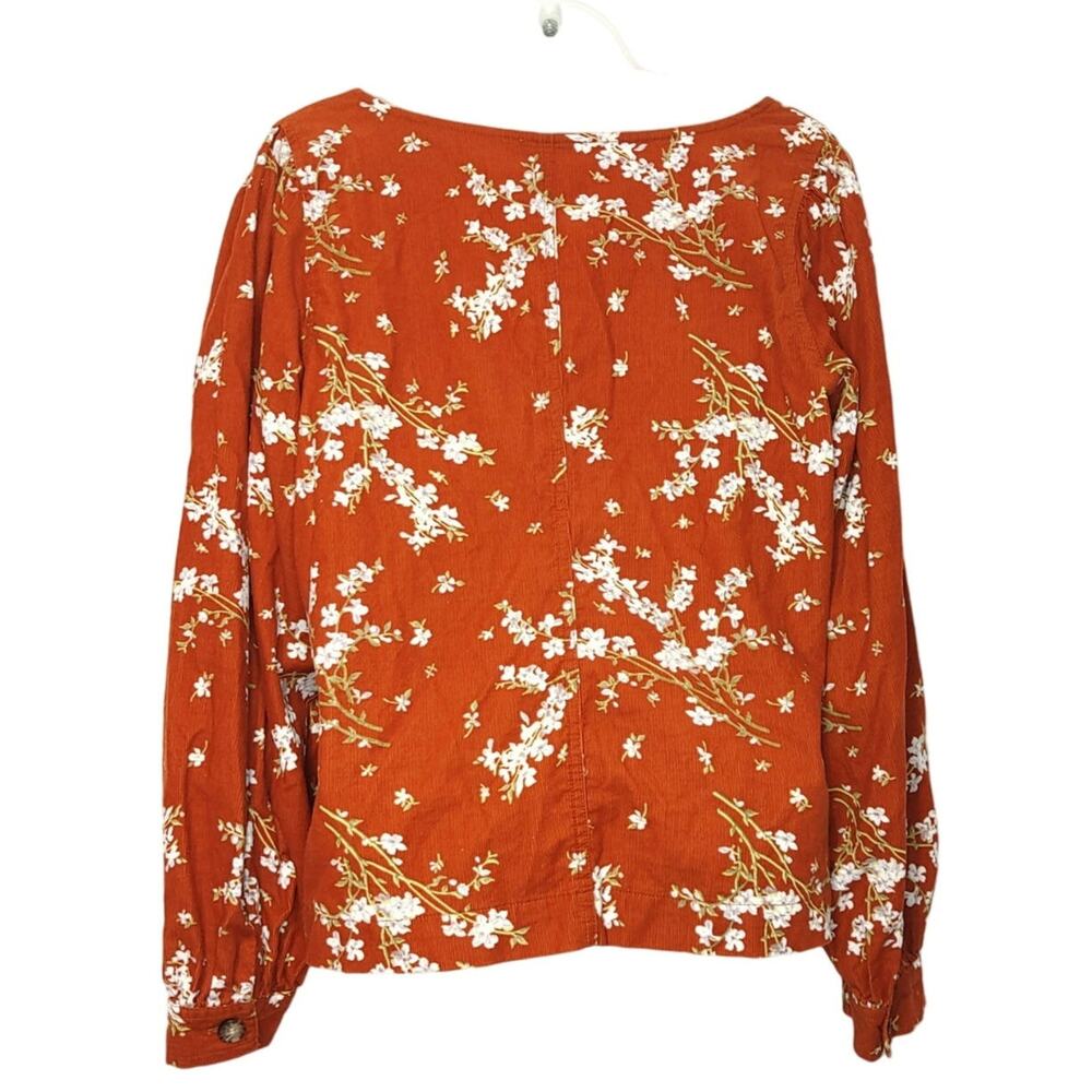 Madewell Corduroy Shirred-Sleeve Button-Front Top Farmstand Bouquet Womens L - Picture 4 of 7